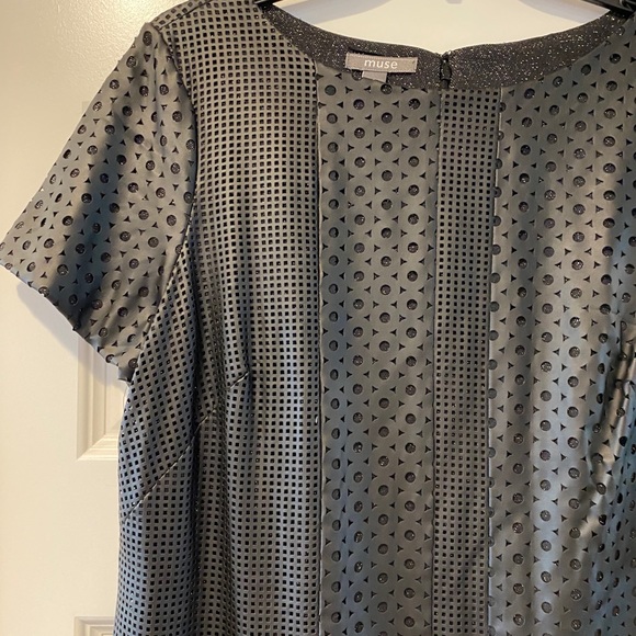 (Sizes 8,10) Perforated Black Faux Leather Dress - Picture 6 of 13